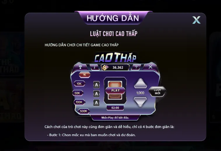 Minigame Cao Thấp Tại 789Club Trò Chơi Đơn Giản Với Cơ Hội Thắng Thưởng Đầy Ấn Tượng