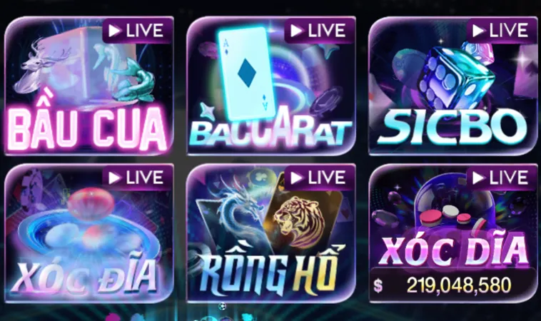 Danh Mục Các Trò Chơi Hấp Dẫn Tại LiveStream Casino 789Club 
