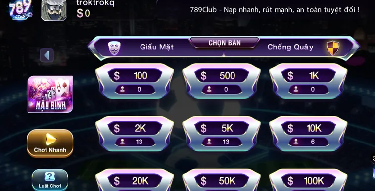 Trải Nghiệm Mậu Binh Tại 789Club Với Phần Thưởng Giá Trị Cực Khủng
